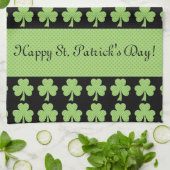 Kleeblatt Polka dot St Patrick Day Ihr Text schwar Geschirrtuch (Gefaltet)