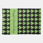 Kleeblatt Polka dot St Patrick Day Ihr Text schwar Geschirrtuch (Horizontal)