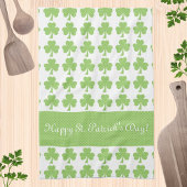 Kleeblatt Polka dot St Patrick Day Ihr Text weiß Geschirrtuch