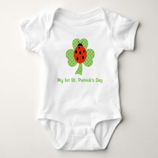 Kleeblatt Polka dots Ladybug | 1. St. Patricks Day Baby Strampler (Vorderseite)