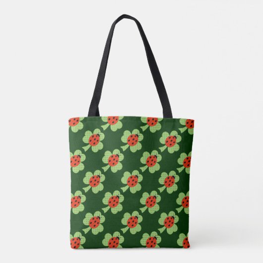 Kleeblatt Polka dots Ladybug Ladybird Monogram Tasche (Rückseite)