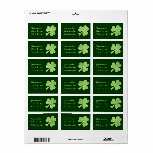 Kleeblatt Polka dots St. Patrick's Day Adressaufkleber (Vorne)