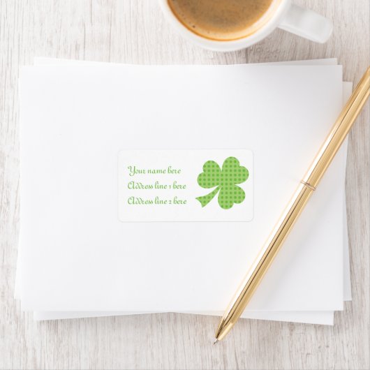 Kleeblatt Polka dots St. Patrick's Day on white Adressaufkleber (Insitu)