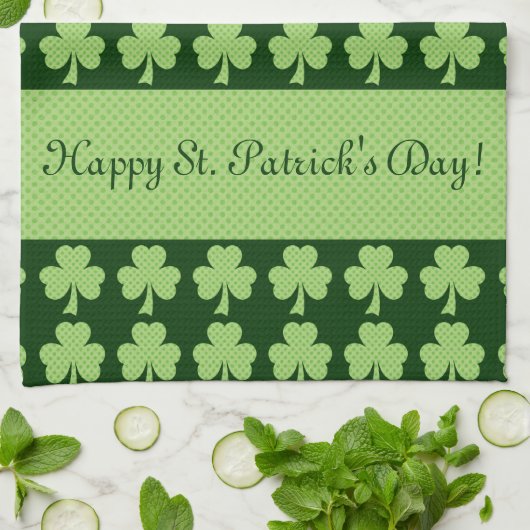 Kleeblatt Polka dots St. Patrick's Day Personalize Geschirrtuch (Gefaltet)