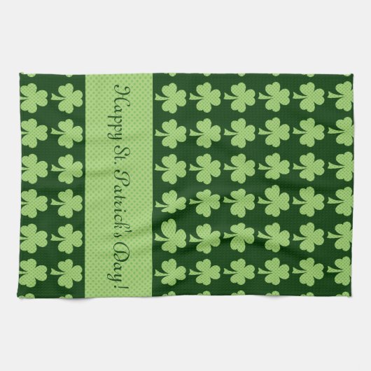 Kleeblatt Polka dots St. Patrick's Day Personalize Geschirrtuch (Horizontal)