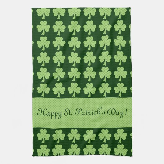 Kleeblatt Polka dots St. Patrick's Day Personalize Geschirrtuch (Vertikal)