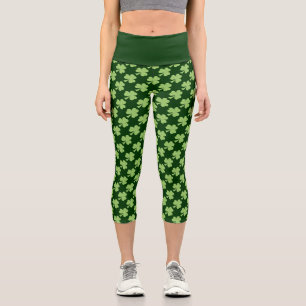 Kleeblatt Polka Punkte Patricks Tag Muster Capri Leggings