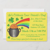 Kleeblatt Pot of Gold Rainbow St. Patrick's Day Einladung (Vorderseite)
