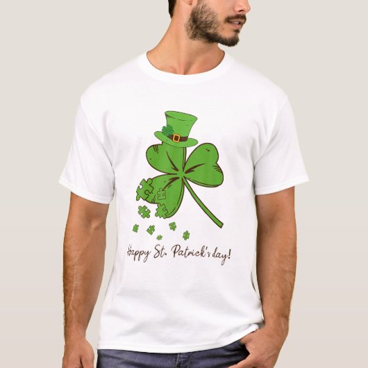 Kleeblatt Puzzles Autismus Bewusstsein St Patrick' T-Shirt (Vorderseite)