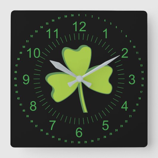 Kleeblatt Quadratische Wanduhr (Vorderseite)