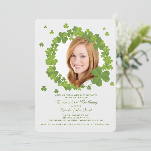 Kleeblatt-Rahmen-Einladung Einladung (Stehend Vorderseite)