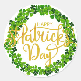 Kleeblatt Ring - Happy St. Patrick's Day Runder Aufkleber