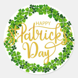 Kleeblatt Ring - Happy St. Patrick's Day Runder Aufkleber