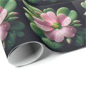 Kleeblatt, Rosa und grüne Oxalis Geschenkpapier (Rolleneckpunkt)