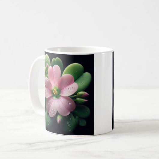 Kleeblatt, Rosa und grüne Oxalis Kaffeetasse (Vorderseite Links)