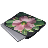 Kleeblatt, Rosa und grüne Oxalis Laptopschutzhülle (Vorne Knopf)