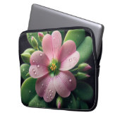 Kleeblatt, Rosa und grüne Oxalis Laptopschutzhülle (Vorderseite Links)