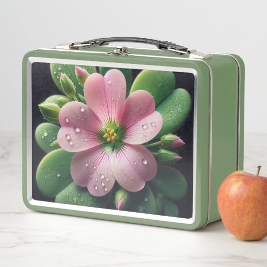 Kleeblatt, Rosa und grüne Oxalis Metall Brotdose (Beispiel)