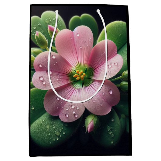 Kleeblatt, Rosa und grüne Oxalis Mittlere Geschenktüte (Vorderseite)