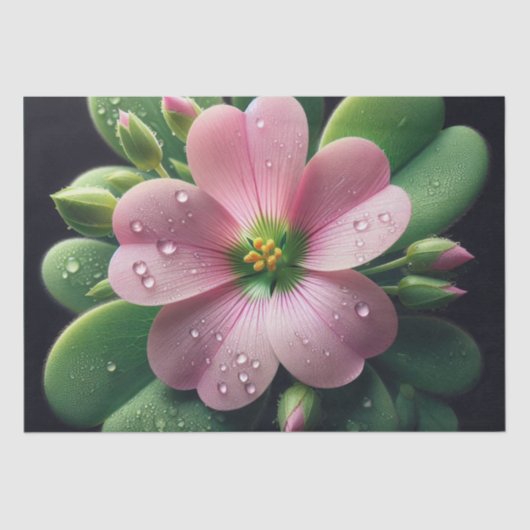 Kleeblatt, Rosa und grüne Oxalis Seidenpapier (Vorderseite)