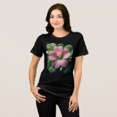 Kleeblatt, Rosa und grüne Oxalis Tri-Blend Shirt (Vorderseite voll)