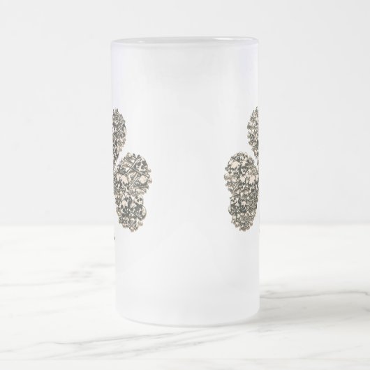 Kleeblatt-Schädel gotisch Mattglas Bierglas (Mittel)