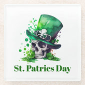 Kleeblatt-Schädelkonstruktion Glasuntersetzer (Vorderseite)