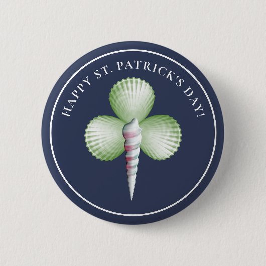 Kleeblatt Seashells St. Patrick's Day Button (Vorderseite)