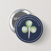 Kleeblatt Seashells St. Patrick's Day Button (Vorne & Hinten)