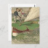 Kleeblatt-Segelboot-Paar-Segeln Postkarte (Vorne/Hinten)