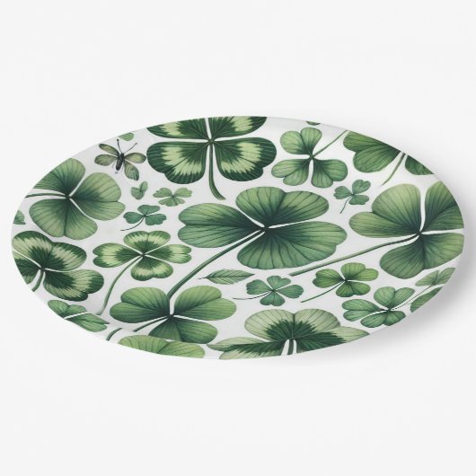 Kleeblatt Shuffle Pappteller (Schrägansicht)