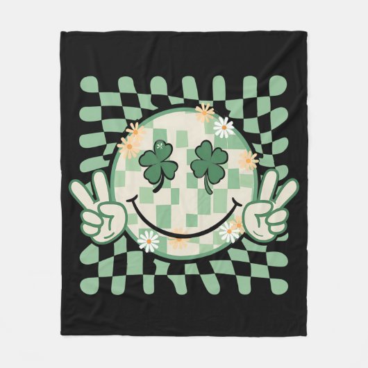 Kleeblatt Smile Face Funny St Patrick's Day Fleecedecke (Vorderseite)