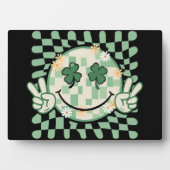 Kleeblatt Smile Face Funny St Patrick's Day Fotoplatte (Vorderseite)