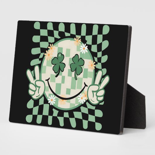 Kleeblatt Smile Face Funny St Patrick's Day Fotoplatte (Seite)