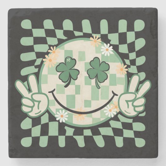 Kleeblatt Smile Face Funny St Patrick's Day Steinuntersetzer (Vorderseite)