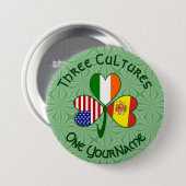Kleeblatt Spanien Irland USA Flaggen Button (Vorne & Hinten)