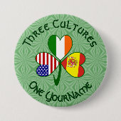 Kleeblatt Spanien Irland USA Flaggen Button (Vorderseite)