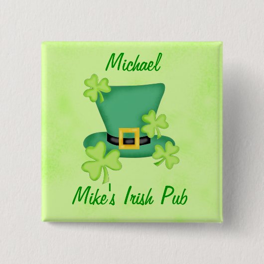 Kleeblatt-Spitzenhut-irisches Button (Vorderseite)