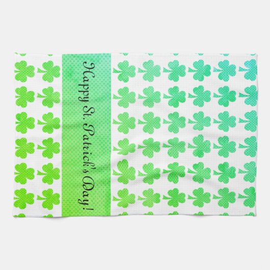Kleeblatt St Patrick Day Ihr Text ist grün weiß Geschirrtuch (Horizontal)
