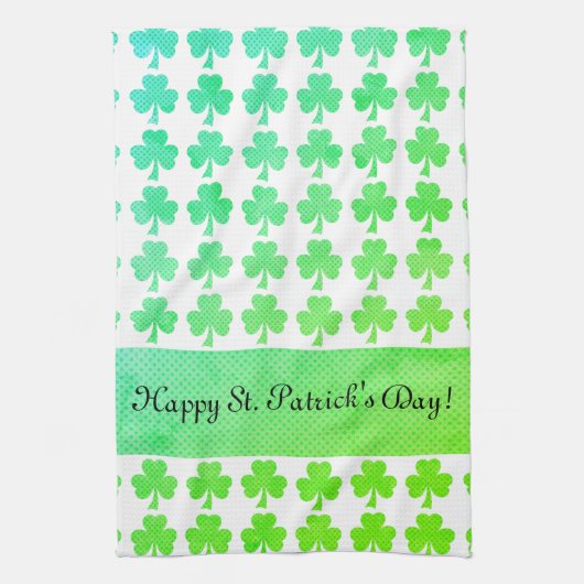 Kleeblatt St Patrick Day Ihr Text ist grün weiß Geschirrtuch (Vertikal)