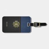 Kleeblatt St.Patrick`s Day, Blauer Leder Gepäckanhänger (Vorderseite horizontal)