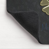 Kleeblatt St.Patrick`s Tag,Blaues Leder Mousepad (Ecke)