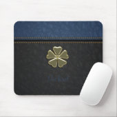 Kleeblatt St.Patrick`s Tag,Blaues Leder Mousepad (Mit Mouse)