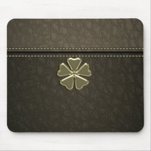 Kleeblatt St.Patrick`s Tag, braunes Leder Mousepad