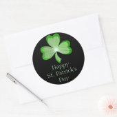 Kleeblatt "St Patrick's Day" Aufkleber rund schwar (Umschlag)