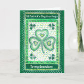 Kleeblatt St Patrick's Day Card für einen Grandson Karte (Vorderseite)