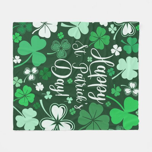 Kleeblatt St. Patrick's Day Fleecedecke (Vorderseite (Horizontal))