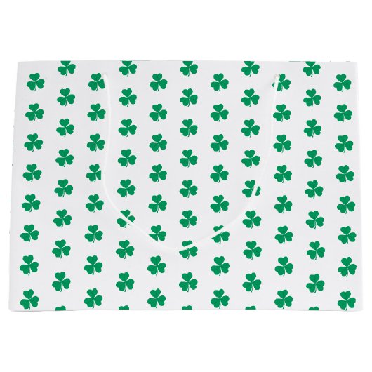 Kleeblatt St. Patrick's Day Green White Pattern Große Geschenktüte (Vorderseite)