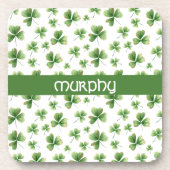 Kleeblatt St. Patrick's Day individuell einstellba Getränkeuntersetzer (Vorderseite)