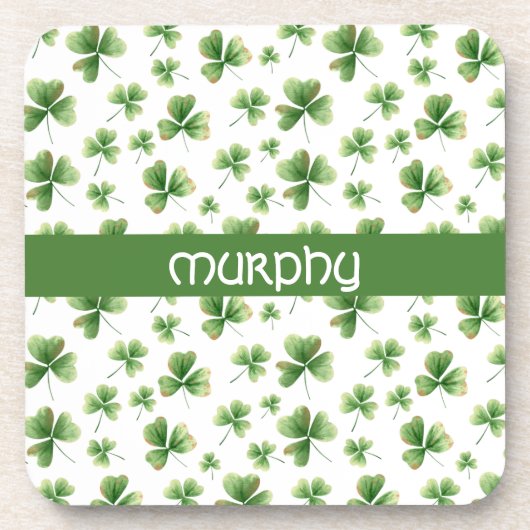 Kleeblatt St. Patrick's Day individuell einstellba Getränkeuntersetzer (Vorderseite)